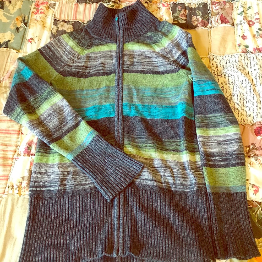 Striped Zip Up Sweater